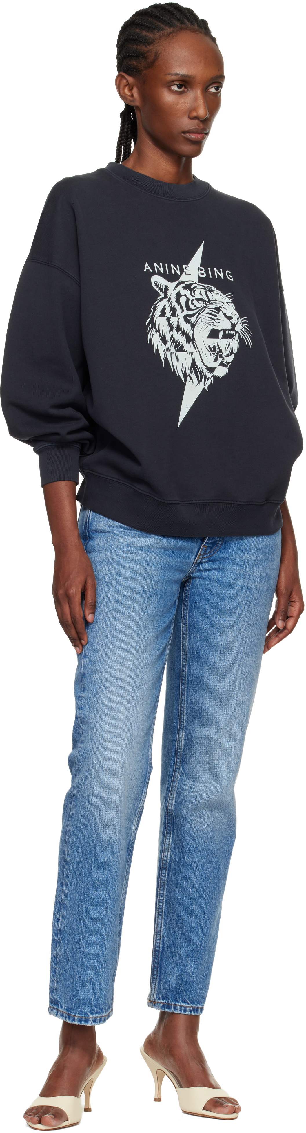 ANINE BING Black Miles Tiger Sweatshirt
