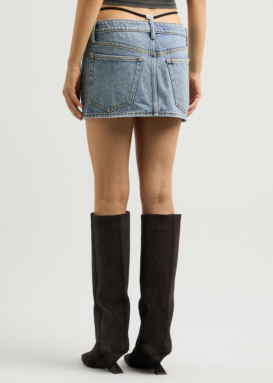 Alexanderwang.t Thong-effect Denim Mini Skirt Light Blue