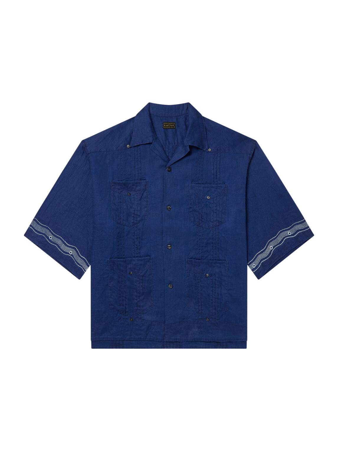 KAPITAL - Camp-Collar Printed Cupro and Silk-Blend Shirt - Blue