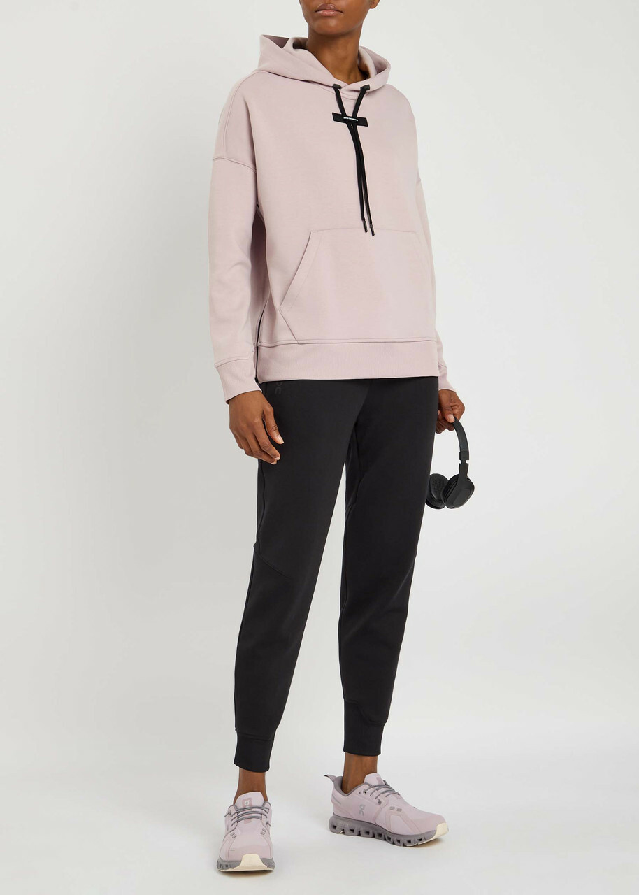 ON Logo Stretch-jersey Hooded Sweatshirt Mauve