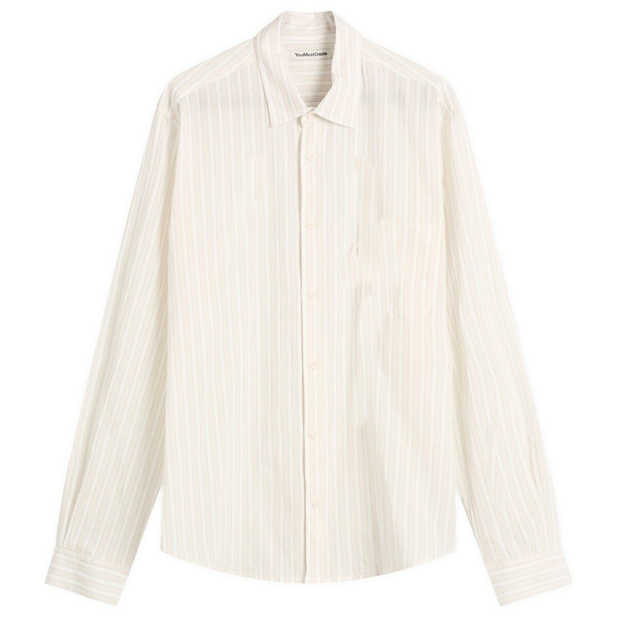 YMC Men's Curtis Shirt in Natural Stripe