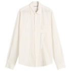 YMC Men's Curtis Shirt in Natural Stripe