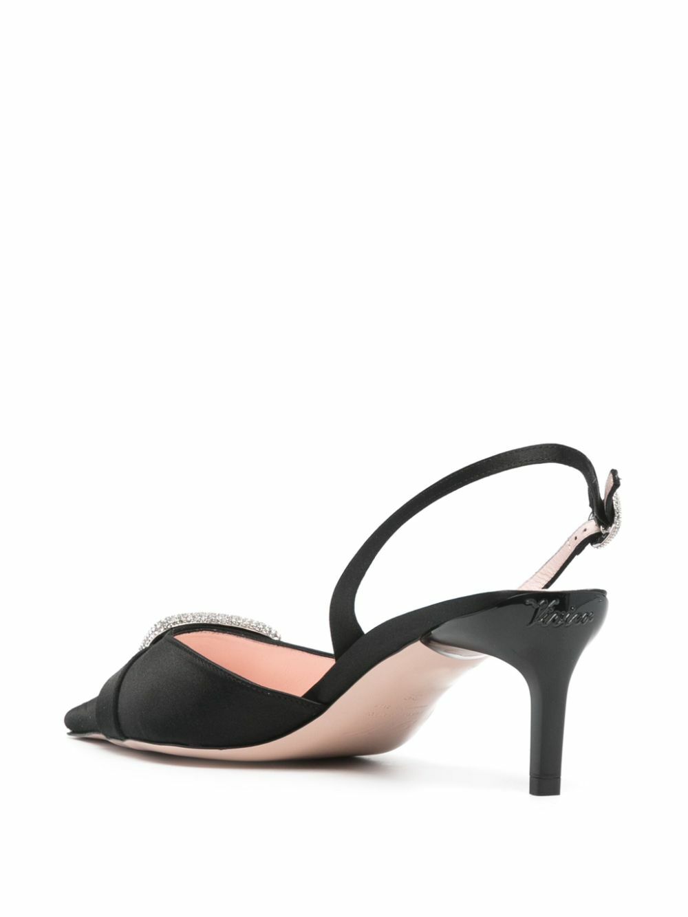 パンプス ROGER VIVIER DORSAY SATIN SLINGBACK PUMPS ROGER VIVIER Dorsay 55 crystal-embellished satin slingback