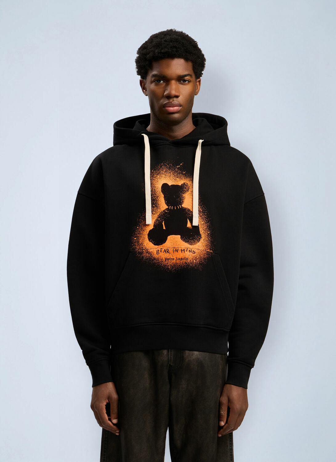 Palm Angels Spray Bear Loose Hooded Sweatshirt