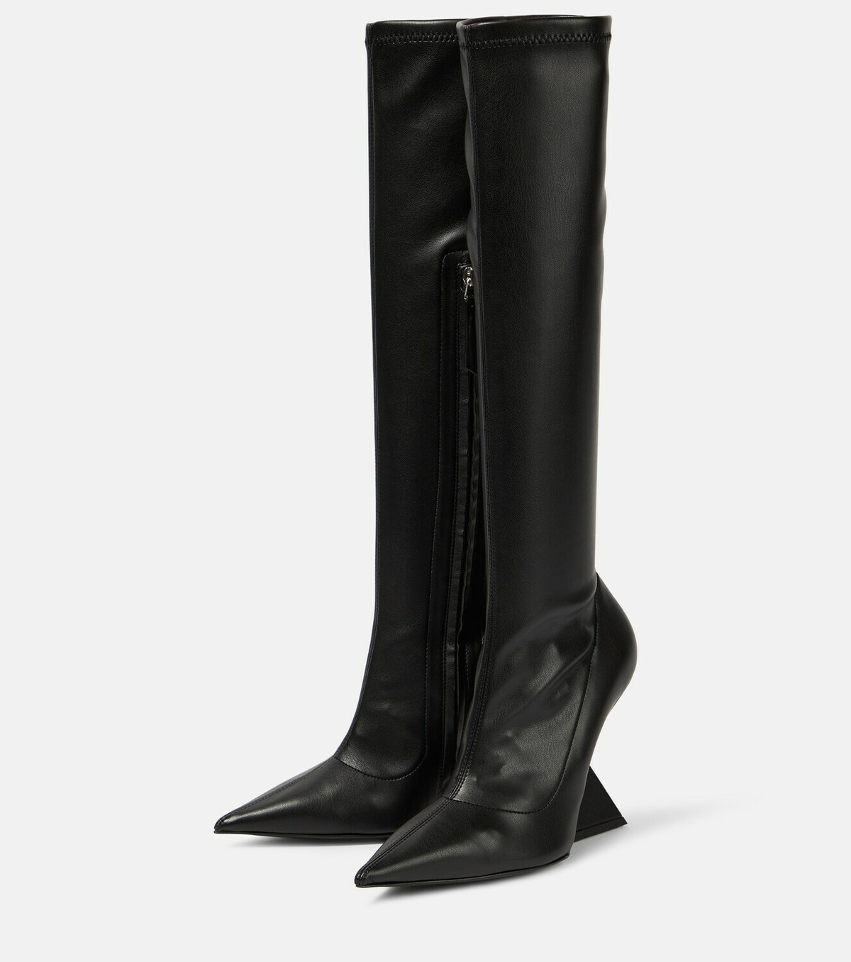 ブーツその他 The Attico Knee-High Black Leather Boots With Pointed Toe Rea leather knee-high boots in black - The Attico | Mytheresa