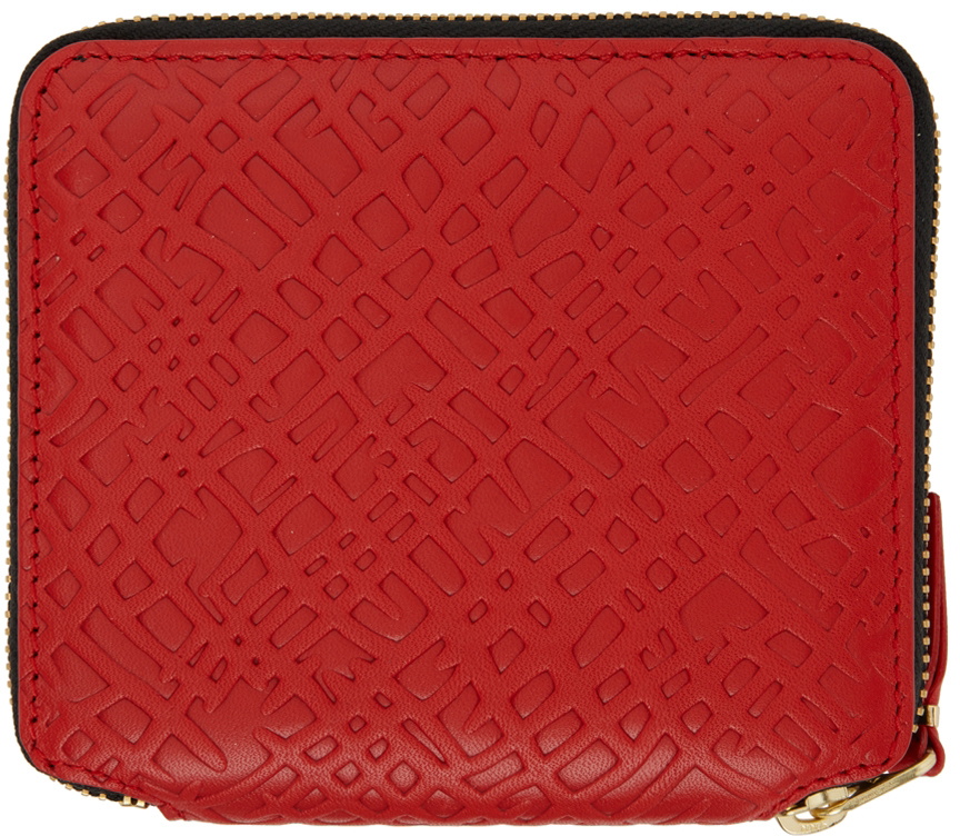 Comme des Garçons Wallets Red Embossed Root ZIp Wallet