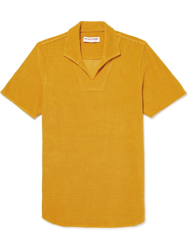 Photo: Orlebar Brown - Hugh Cotton-Terry Polo Shirt - Yellow