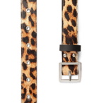 AMIRI - 3.5cm Leopard-Print Calf Hair Belt - Men - Brown