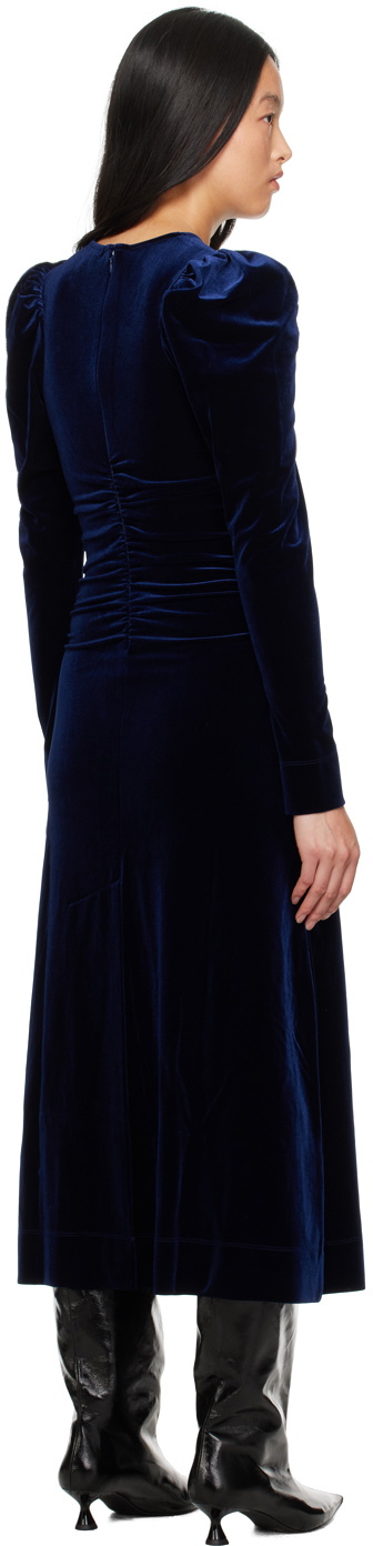 GANNI Blue Gathered Maxi Dress GANNI