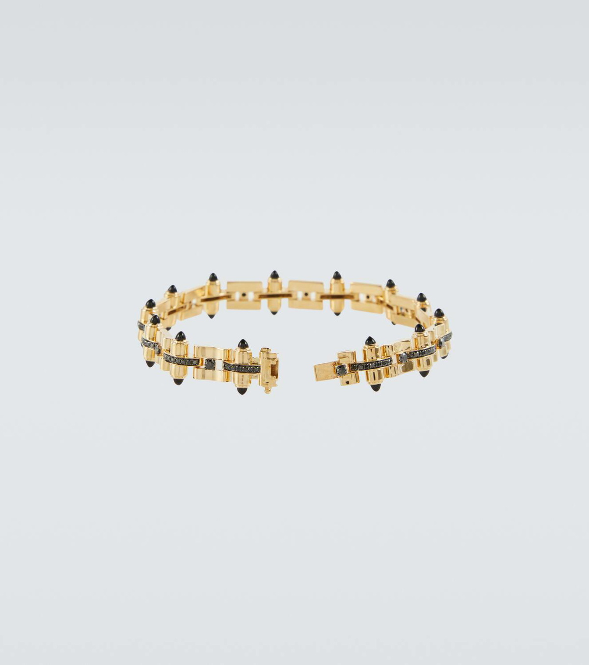Rainbow K Celeste 14kt gold link bracelet with diamonds and onyx