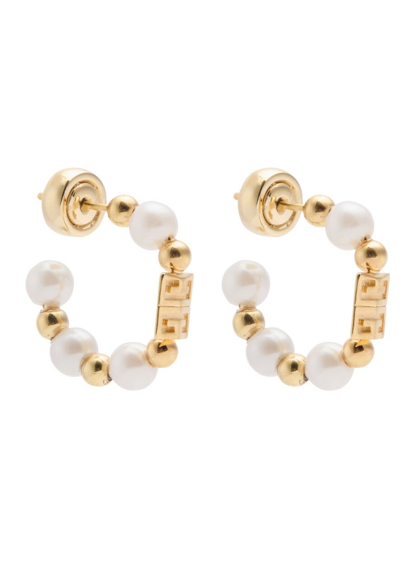Photo: Givenchy 4G Faux Pearl-embellished Hoop Earrings - Gold - One Size