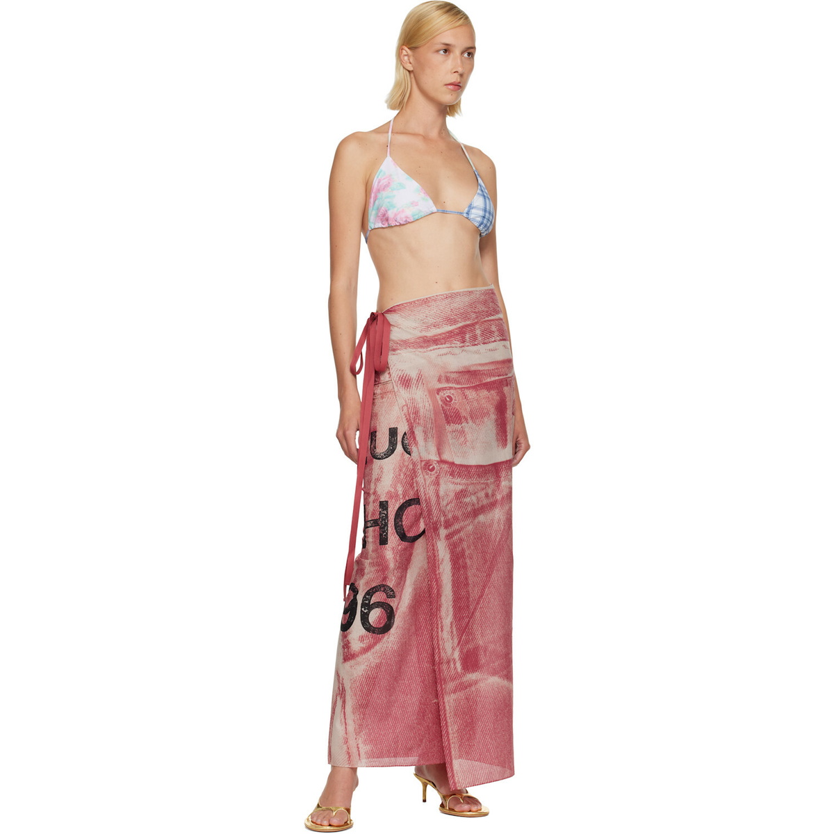 Acne Studios Pink Thin Printed Scarf