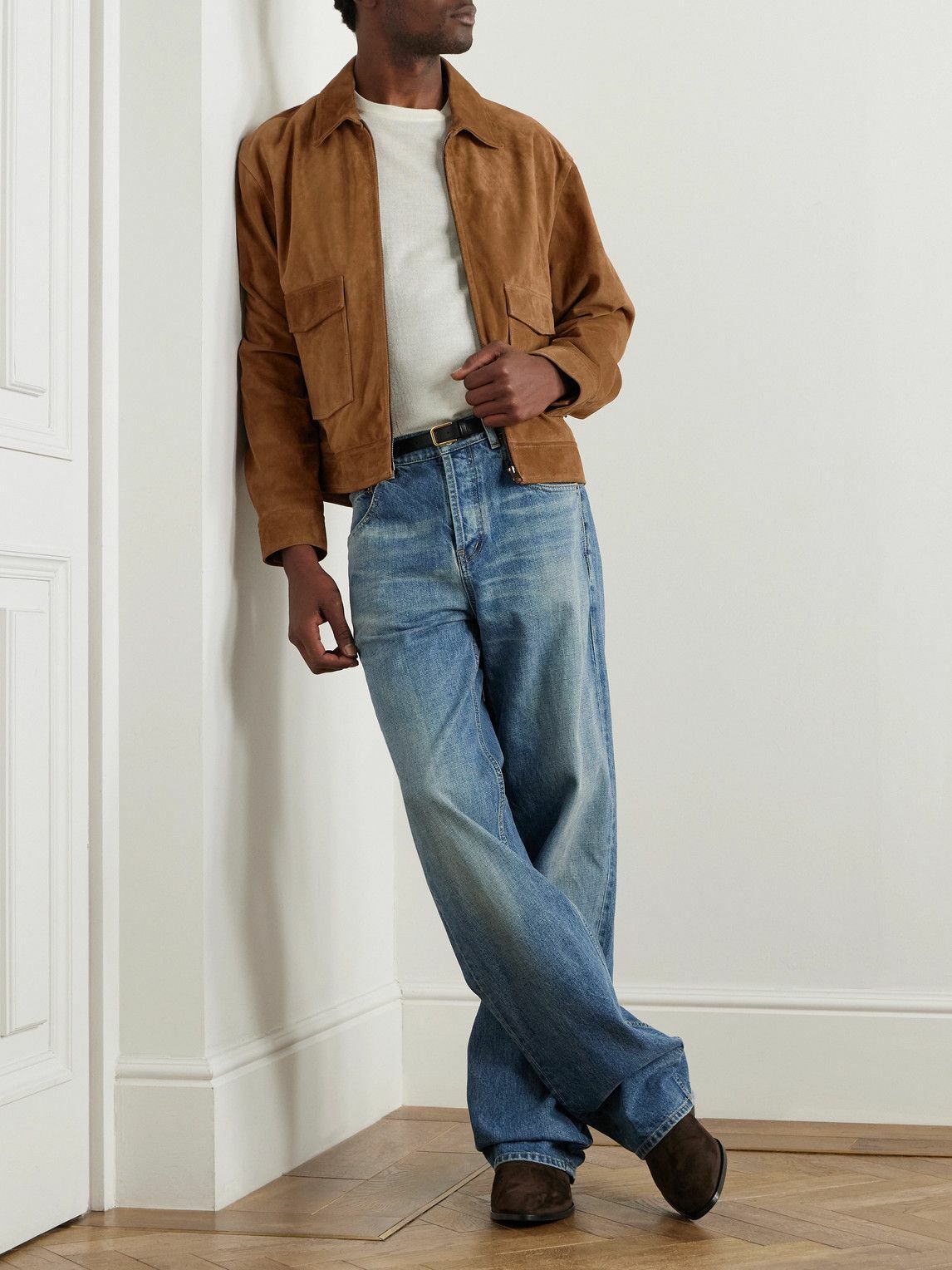 Nili Lotan - Majorca Suede Trucker Jacket - Brown