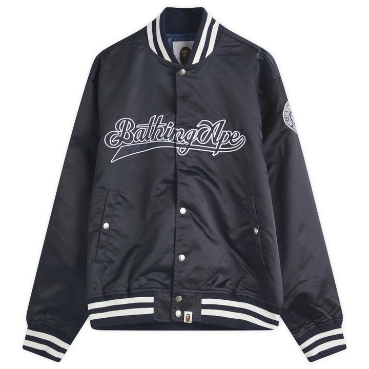 Photo: A Bathing Ape Men's Baseball Varsity Jacket in Navy