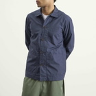 Universal Works Men's Peached Poplin Bakers Overshirt in Navy