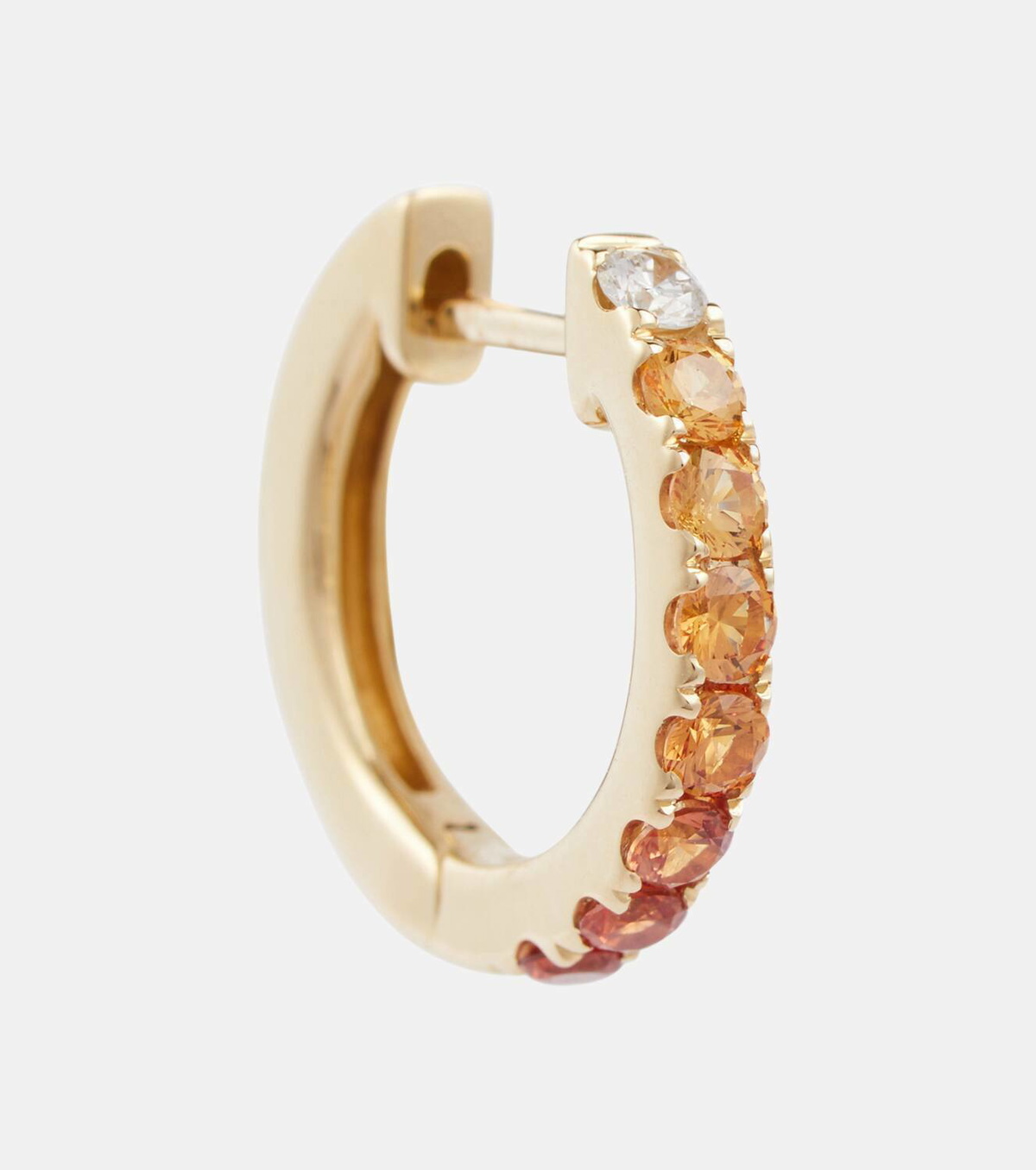 Robinson Pelham Orb Large 14kt gold single hoop earring with diamond and sapphires