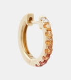 Robinson Pelham Orb Large 14kt gold single hoop earring with diamond and sapphires