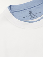 Brunello Cucinelli - Slim-Fit Layered Cotton and Linen-Blend Jersey T-Shirt - White