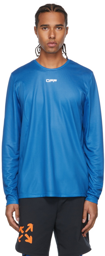 Photo: Off-White Blue Active Logo Mesh Long Sleeve T-Shirt
