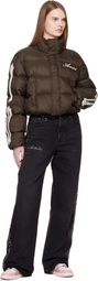 AMIRI Brown Bones Cropped Down Jacket