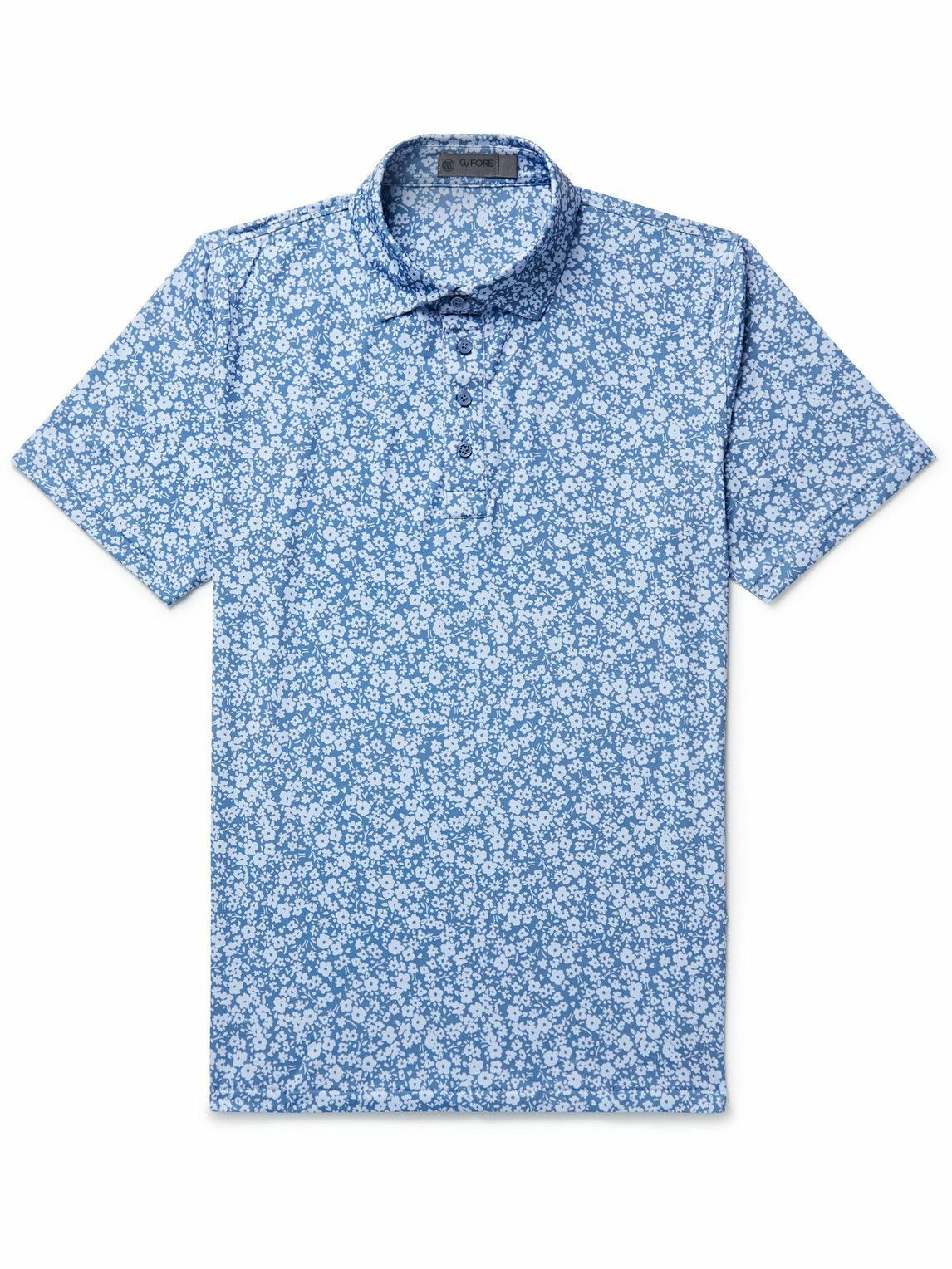 G/FORE - Floral-Print Stretch-Jersey Golf Polo Shirt - Blue G/FORE
