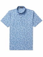 G/FORE - Floral-Print Stretch-Jersey Golf Polo Shirt - Blue