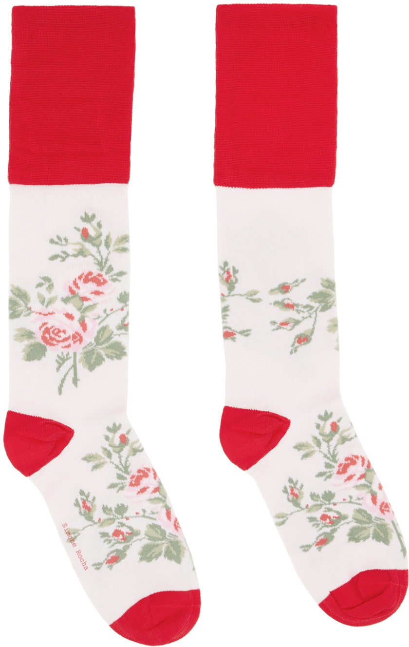 Simone Rocha Pink Floral Socks Simone Rocha