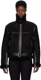 TOTEME Black Aviator Leather Jacket