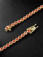 42 Suns - Brushed 14-Karat Gold Laboratroy-Grown Sapphire Necklace