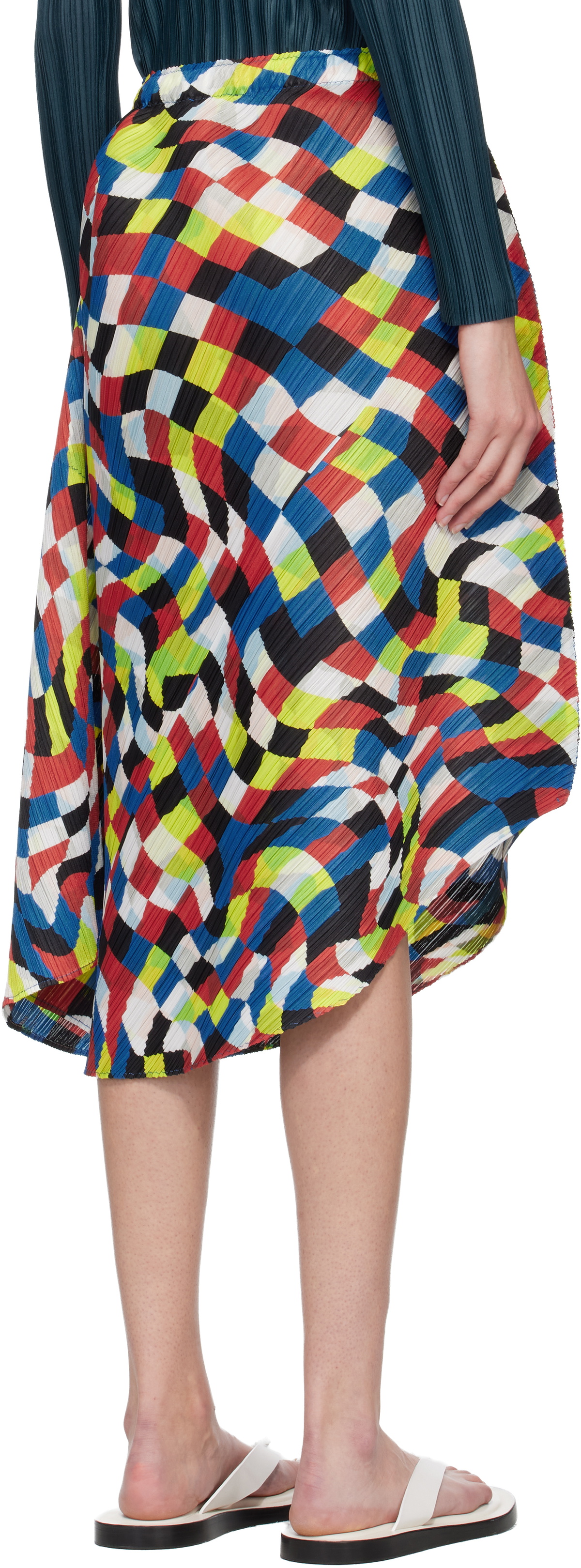 PLEATS PLEASE ISSEY MIYAKE Multicolor Dancing Square Midi Skirt