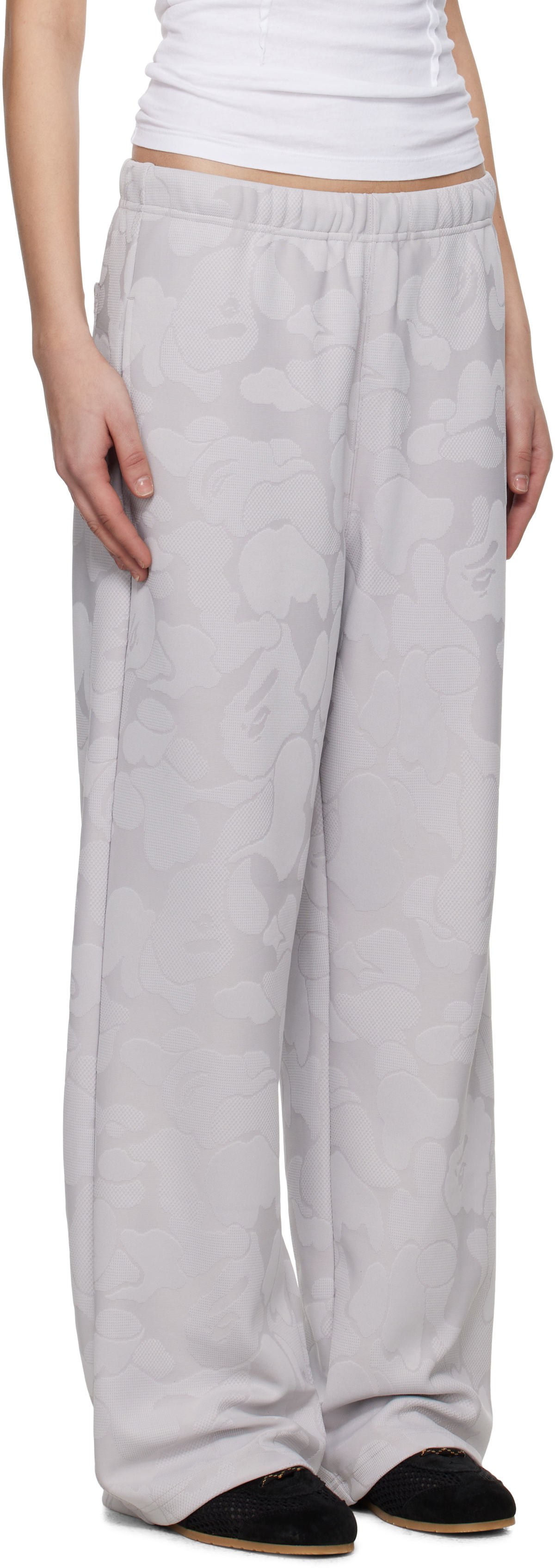 BAPE Gray Solid Camo Jacquard One Point Wide Lounge Pants