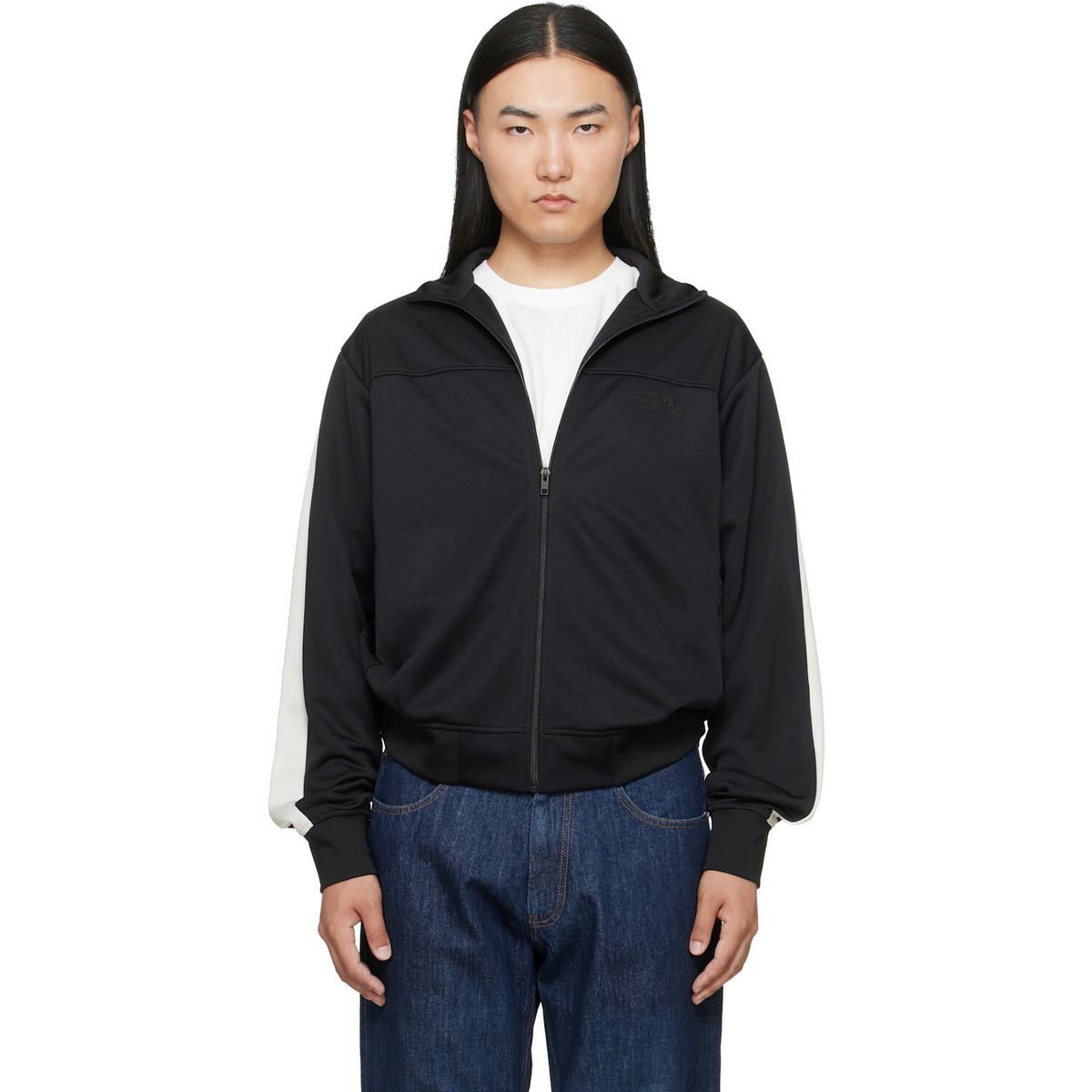 MM6 Maison Margiela Black Striped Sleeves Track Jacket