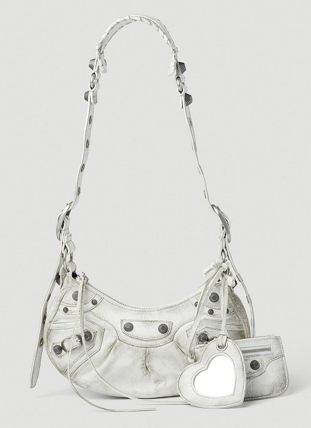 【BALENCIAGA】Le CagoleXS ショルダーハンドbag メタルホワイト Women's Le Cagole Shoulder Bag Xs in White | Balenciaga US