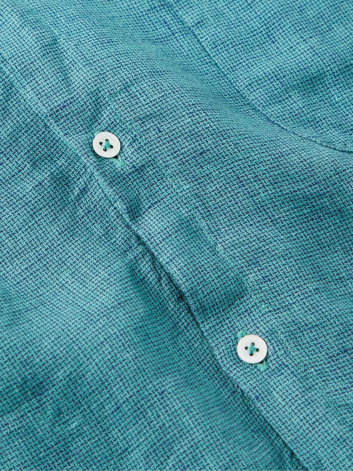 Massimo Alba - Noto2 Grandad-Collar Linen-Hopsack Shirt - Blue Massimo Alba