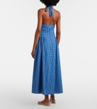 Faithfull Del Ros plaid halterneck cotton midi dress