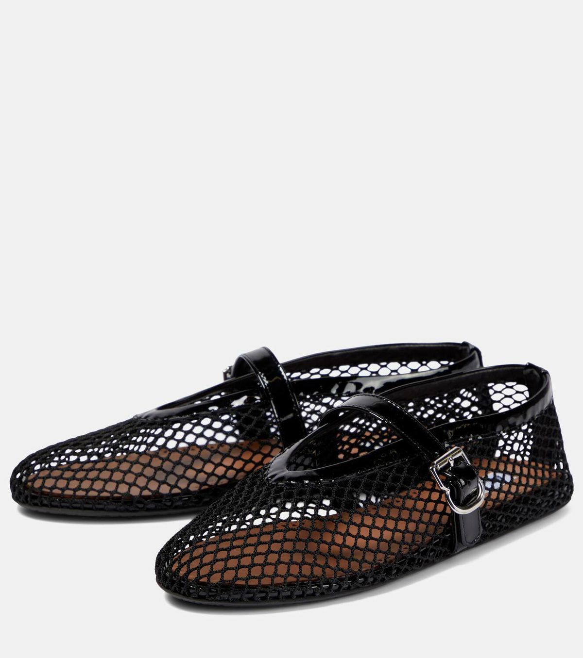 Alaia 25 Fishnet Flat Mules Black Lampskin 303685 main image 1