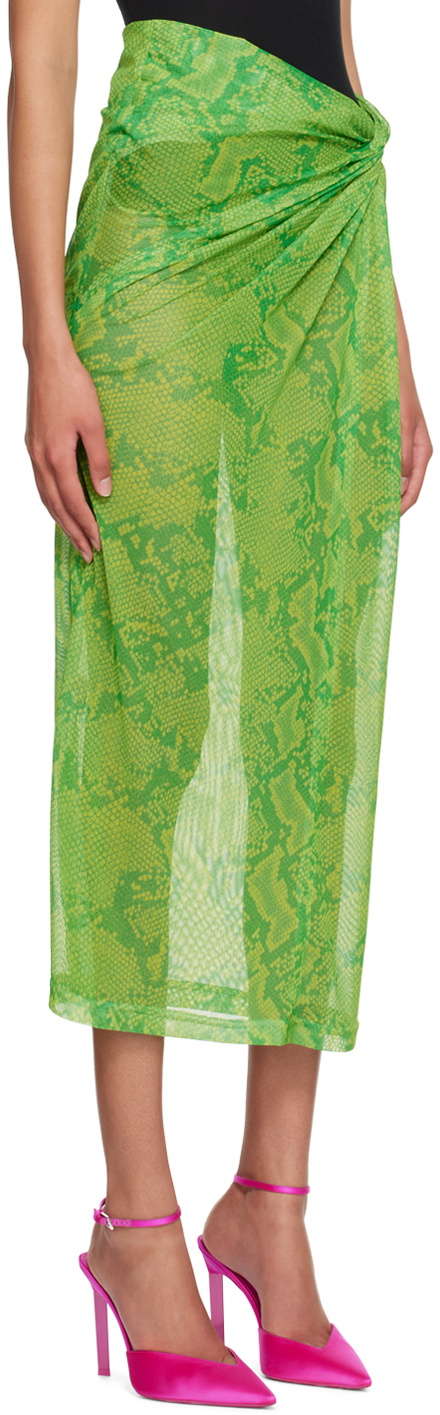 Atlein Green Printed Midi Skirt
