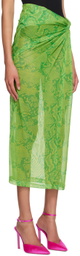 Atlein Green Printed Midi Skirt