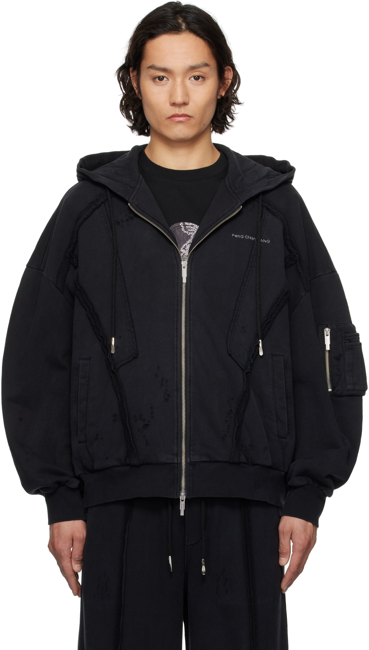 Feng Chen Wang Gray Oversized Hoodie Feng Chen Wang