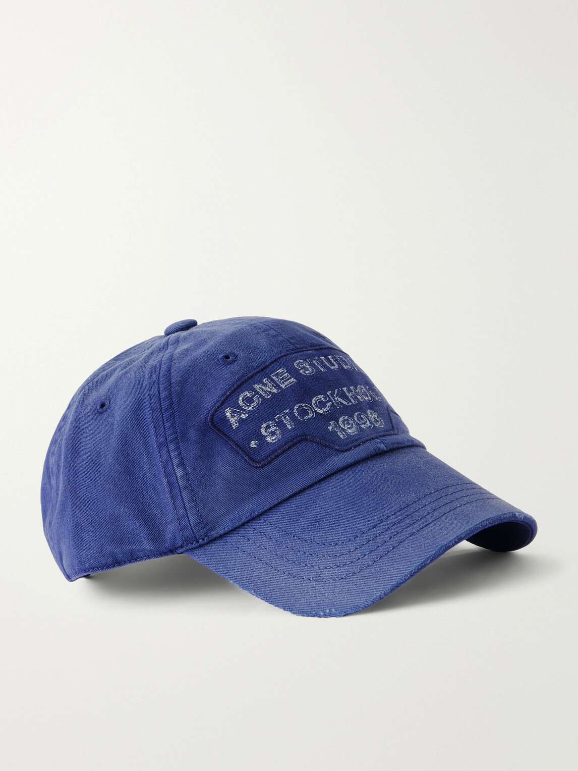 Acne Studios - Logo-Printed Distressed Cotton-Twill Baseball Cap - Blue