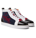 Christian Louboutin - Louis Appliquéd Suede and Leather High-Top Sneakers - Blue