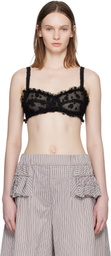 Dries Van Noten Black Polka Dot Mesh Bralette