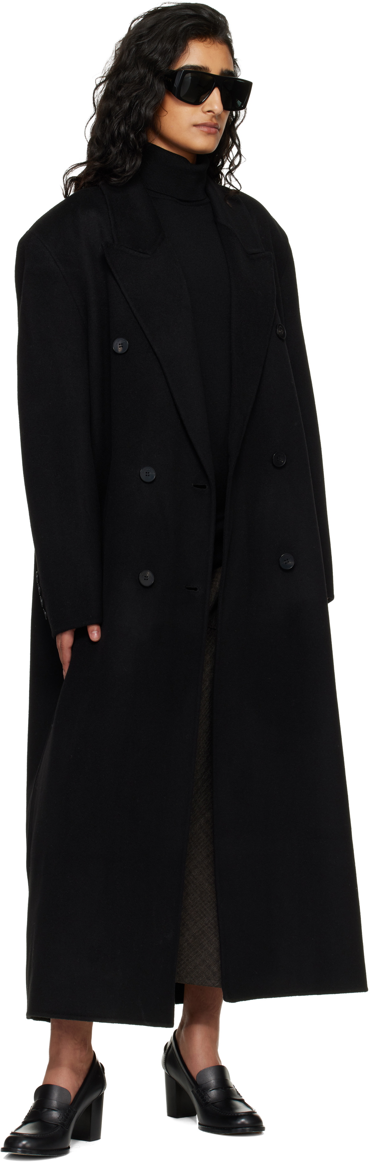 The Frankie Shop Black Gaia Double Breasted Coat