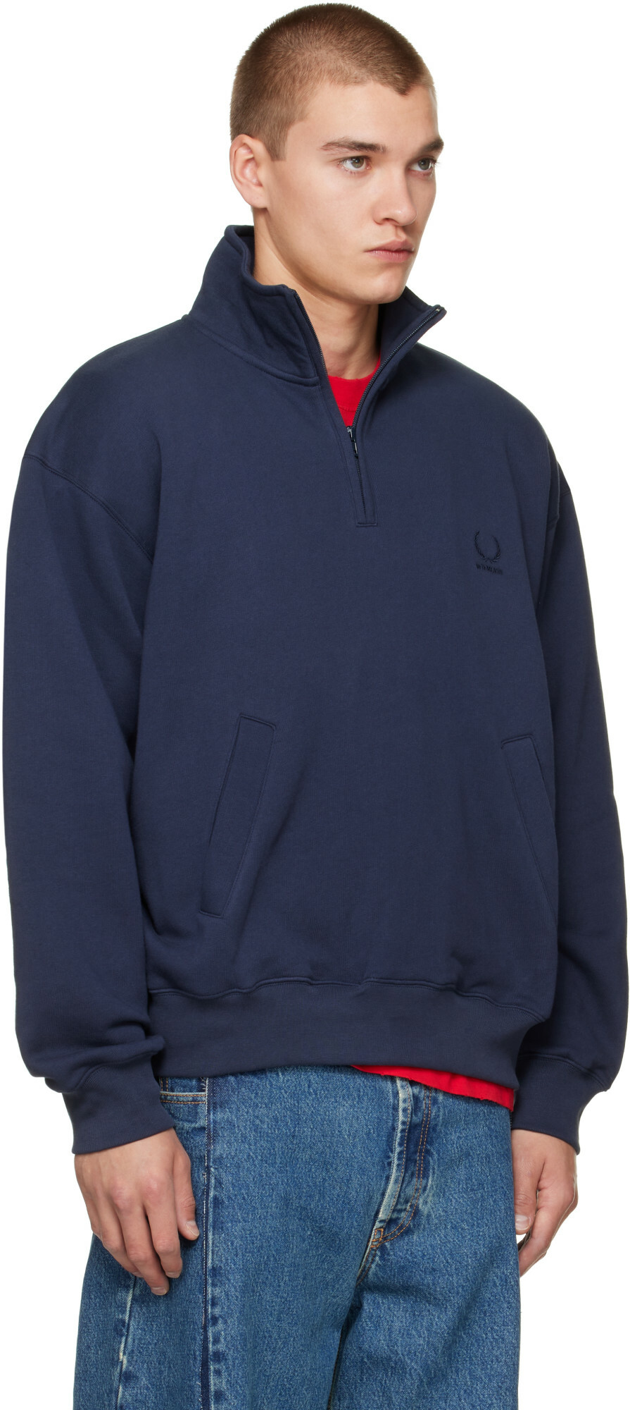 VETEMENTS Navy Quarter-Zip Sweatshirt
