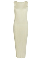 Pleats Please Issey Miyake Pleated Woven Midi Dress Ivory