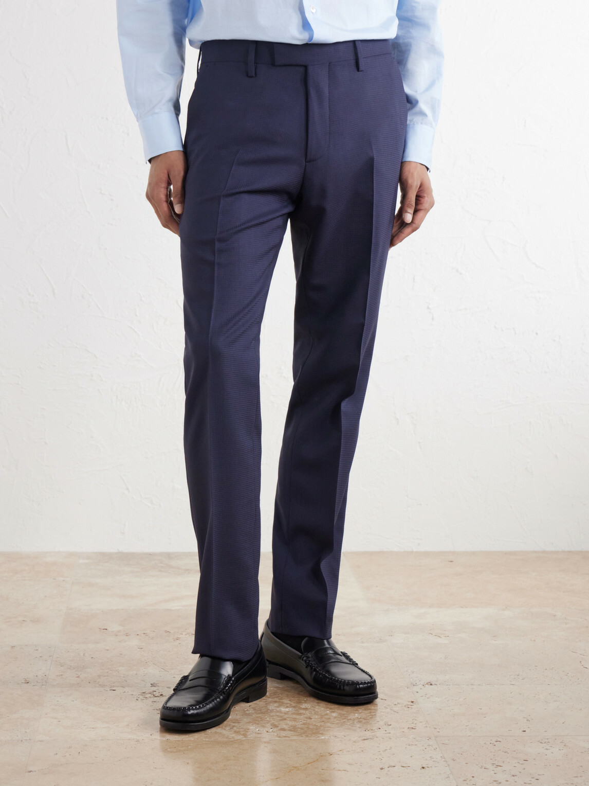 Mr P. - Straight-Leg Houndstooth Wool Suit Trousers - Blue