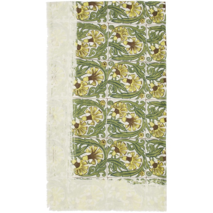 Photo: Loewe White and Green William De Morgan Modal Flowers Anagram Scarf