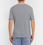 Officine Generale - Striped Slub Cotton and Linen-Blend T-Shirt - Men - Navy