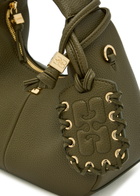 Ganni Hobo Mini Grained Leather top Handle bag - Olive - One Size