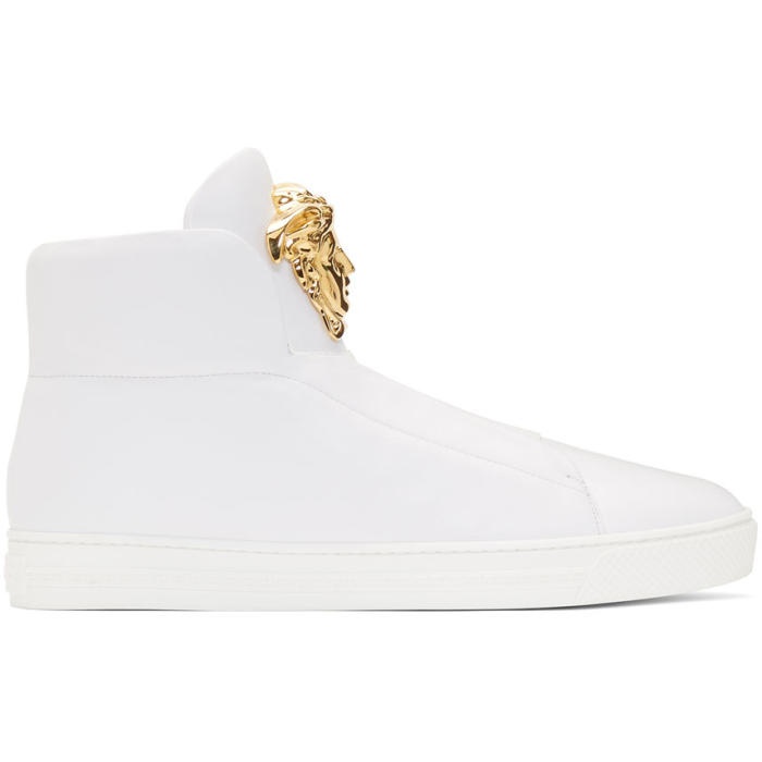 Photo: Versace White Palazzo Slip-On Sneakers